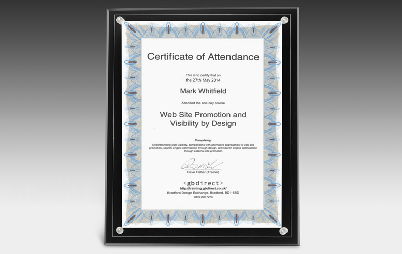 Certificate Holder Clear on Black - 8 1/2" x 11" Insert